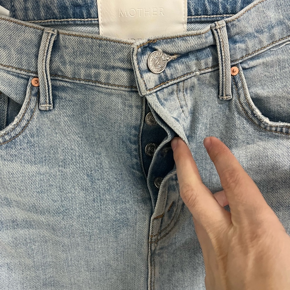Mother Light Blue Denim midi skirt